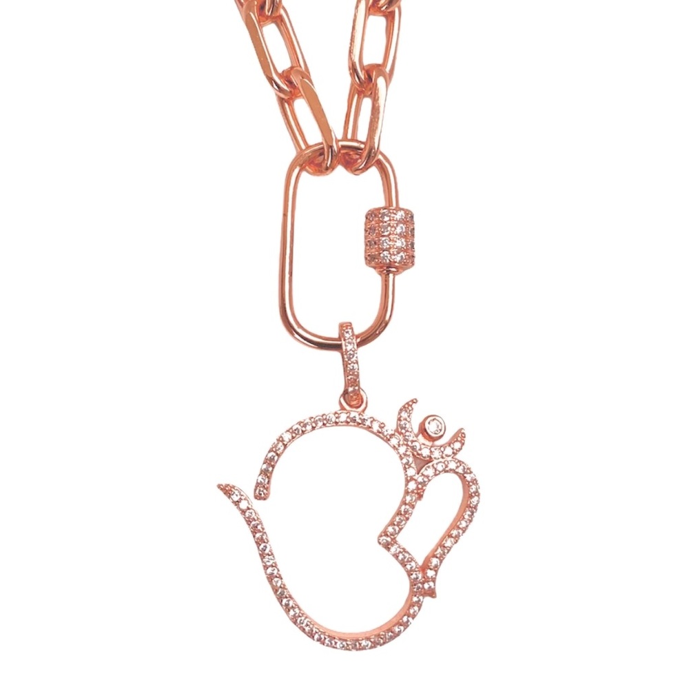 Iced Om Rose Gold Long Necklace